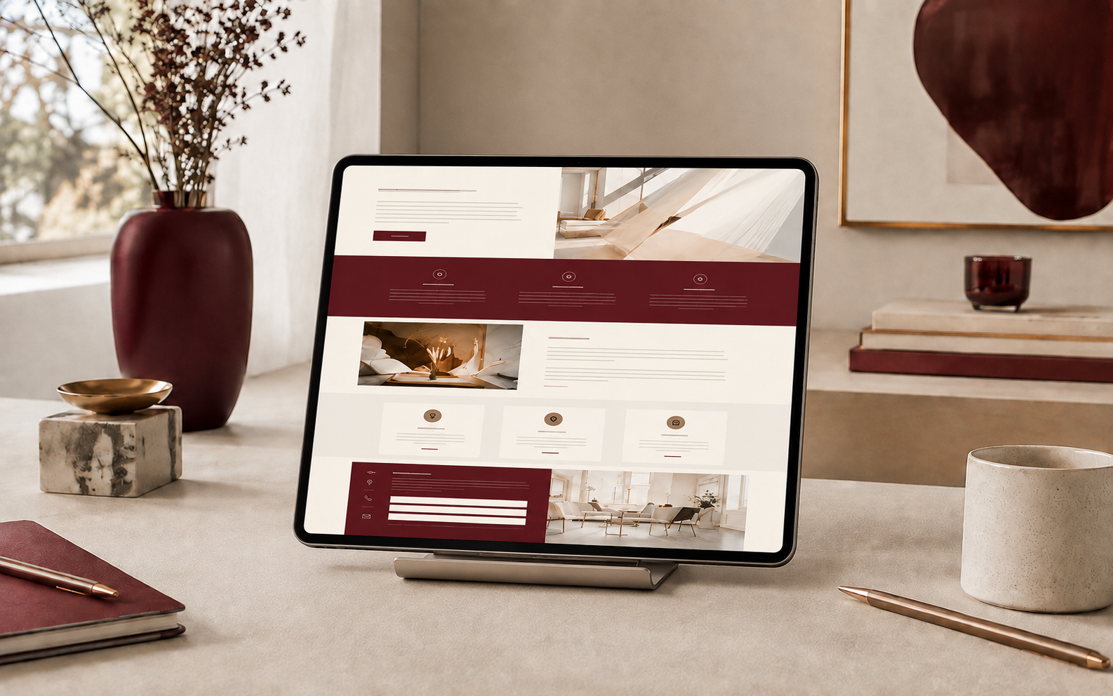 Onepager als kompakte Unternehmenswebsite auf einem Tablet